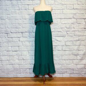 Corey P Green Strapless Ruffle Maxi Dress